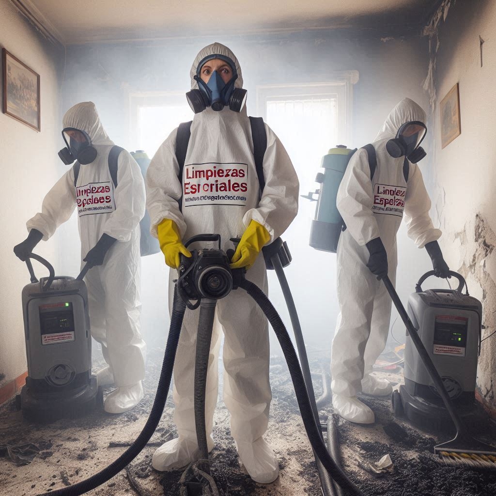 Evaluación del situación del lugar dañada por el incendio